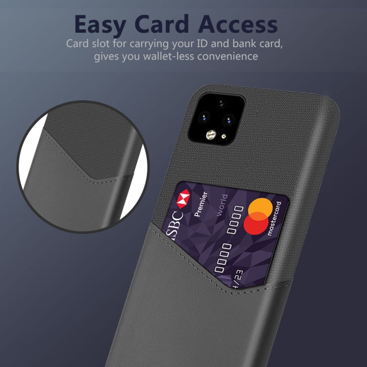 For Google Pixel 4 Cloth Texture PC + PU Leather Back Cover Shockproof Case with Card Slot