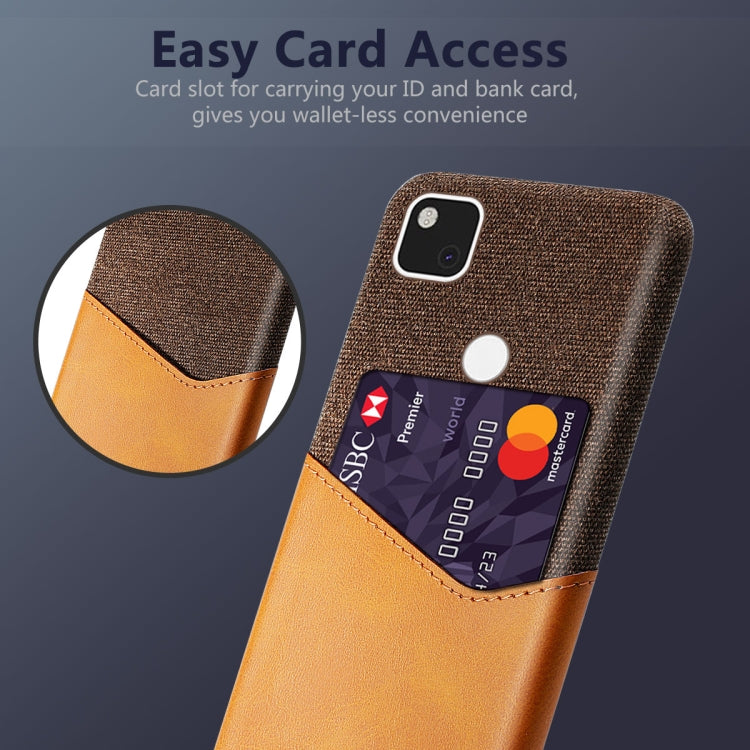 For Google Pixel 4a Cloth Texture PC + PU Leather Back Cover Shockproof Case with Card Slot