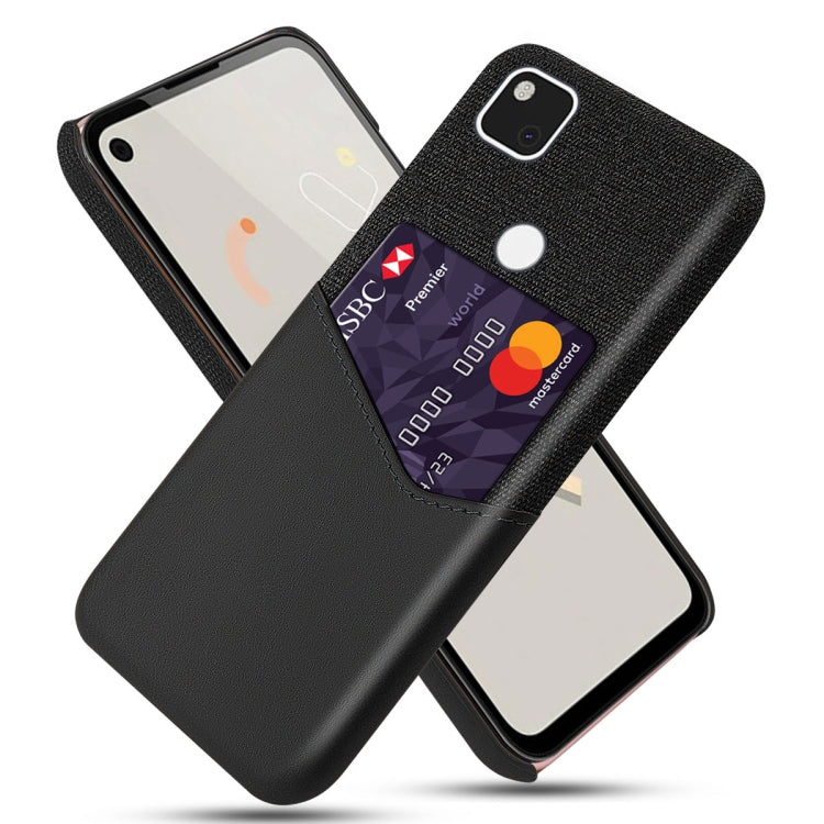 For Google Pixel 4a Cloth Texture PC + PU Leather Back Cover Shockproof Case with Card Slot