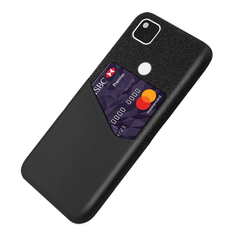 For Google Pixel 4a Cloth Texture PC + PU Leather Back Cover Shockproof Case with Card Slot