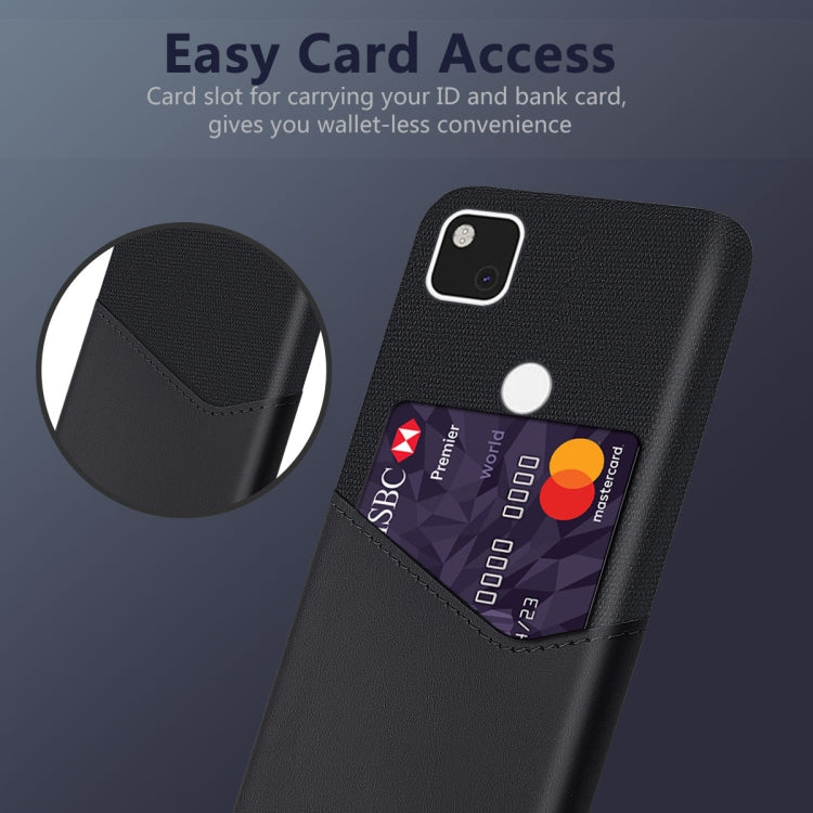For Google Pixel 4a Cloth Texture PC + PU Leather Back Cover Shockproof Case with Card Slot