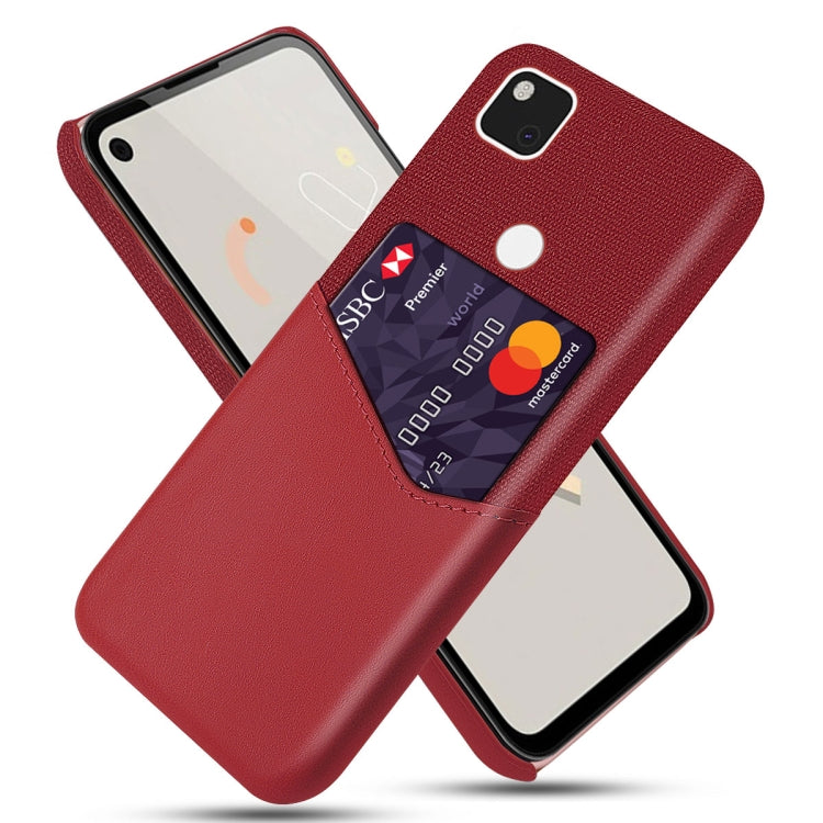 For Google Pixel 4a Cloth Texture PC + PU Leather Back Cover Shockproof Case with Card Slot