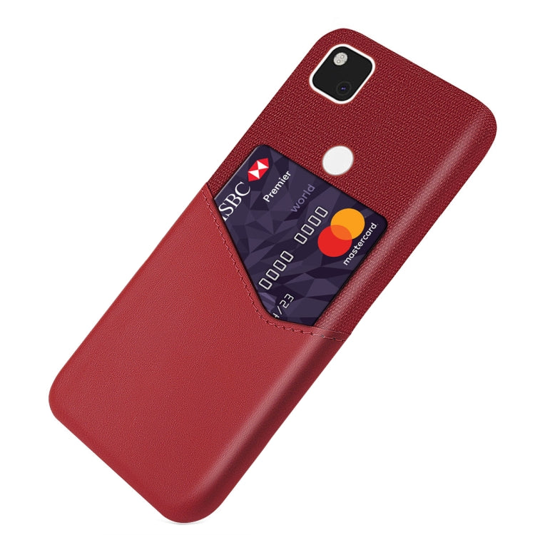 For Google Pixel 4a Cloth Texture PC + PU Leather Back Cover Shockproof Case with Card Slot