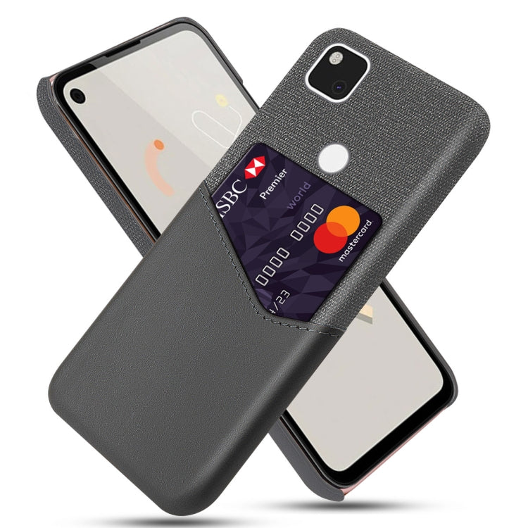 For Google Pixel 4a Cloth Texture PC + PU Leather Back Cover Shockproof Case with Card Slot