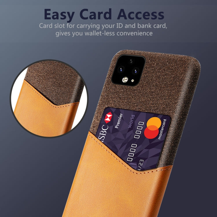 For Google Pixel 4 XL Cloth Texture PC + PU Leather Back Cover Shockproof Case with Card Slot