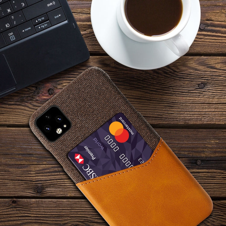 For Google Pixel 4 XL Cloth Texture PC + PU Leather Back Cover Shockproof Case with Card Slot