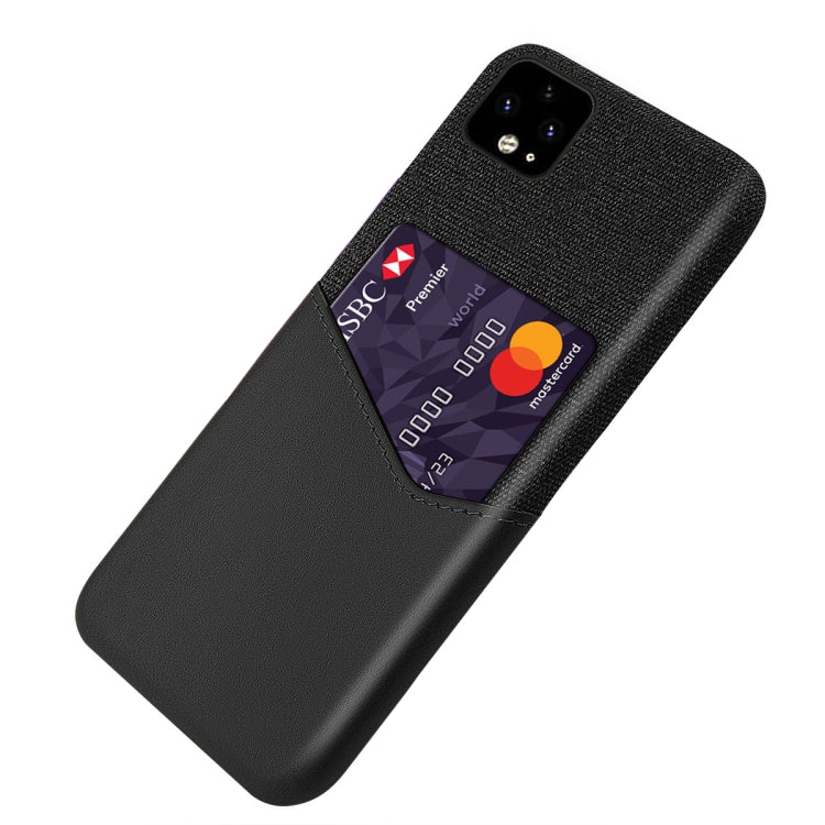 For Google Pixel 4 XL Cloth Texture PC + PU Leather Back Cover Shockproof Case with Card Slot