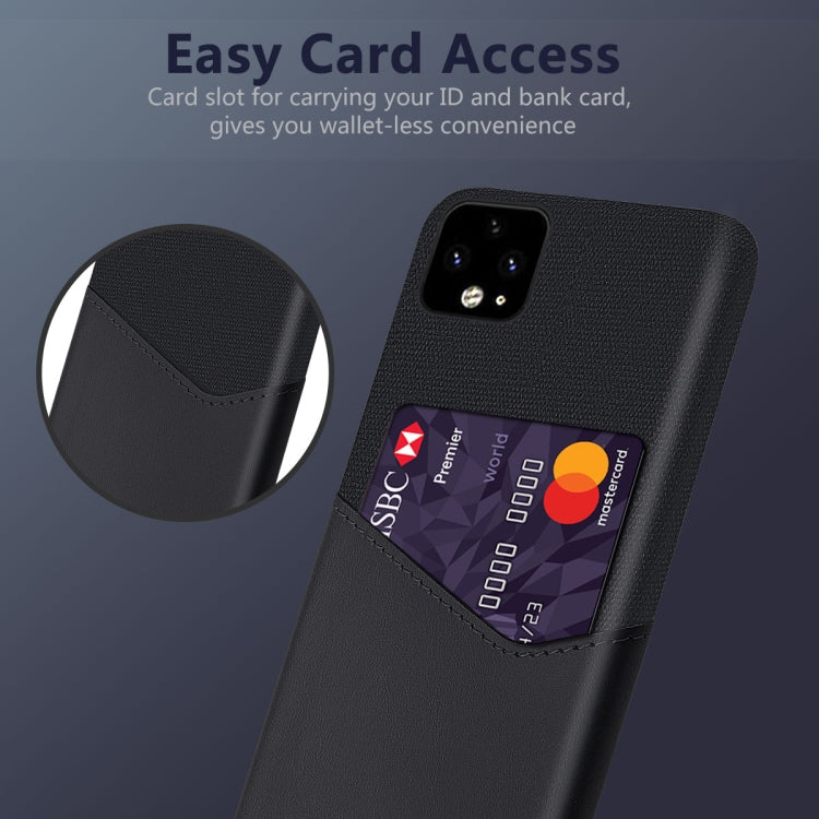 For Google Pixel 4 XL Cloth Texture PC + PU Leather Back Cover Shockproof Case with Card Slot