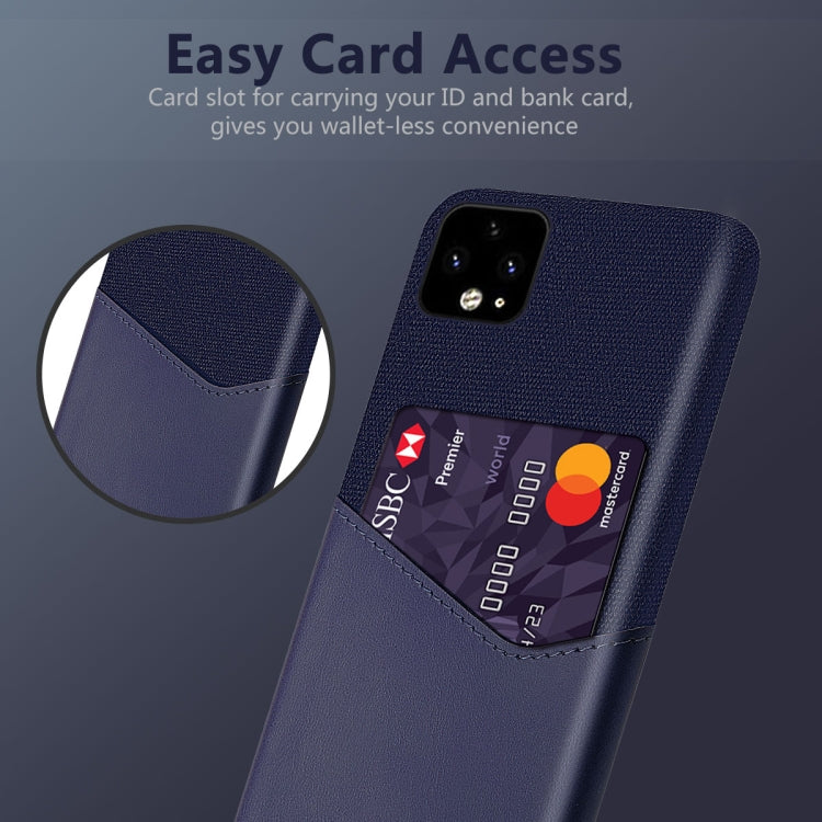 For Google Pixel 4 XL Cloth Texture PC + PU Leather Back Cover Shockproof Case with Card Slot
