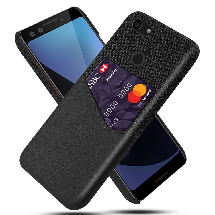 For Google Pixel 3 Cloth Texture PC + PU Leather Back Cover Shockproof Case with Card Slot