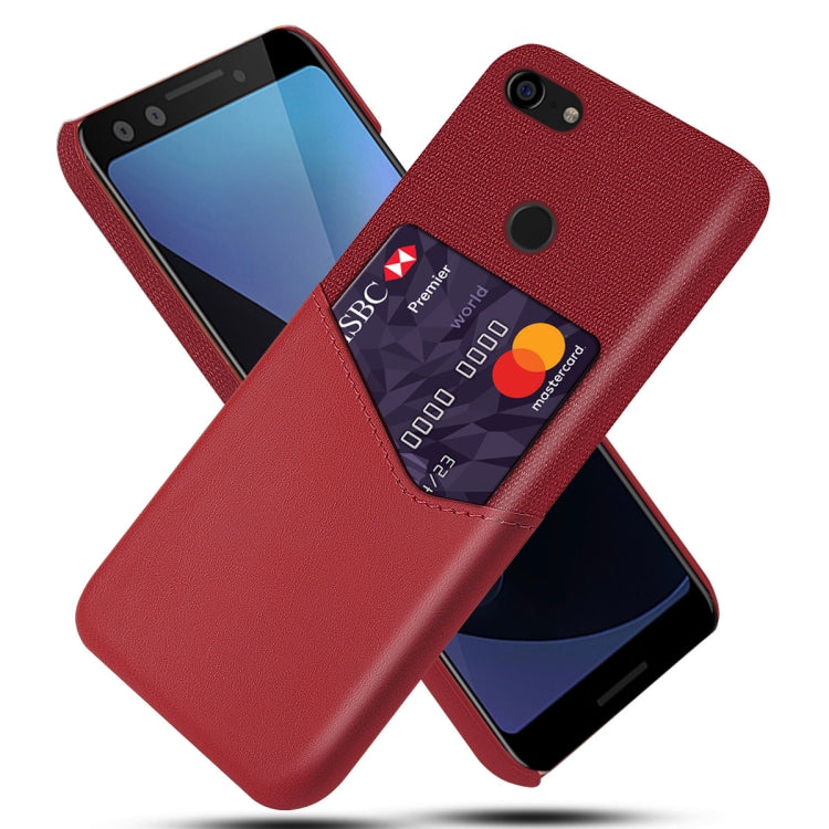 For Google Pixel 3 Cloth Texture PC + PU Leather Back Cover Shockproof Case with Card Slot