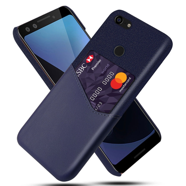 For Google Pixel 3 Cloth Texture PC + PU Leather Back Cover Shockproof Case with Card Slot