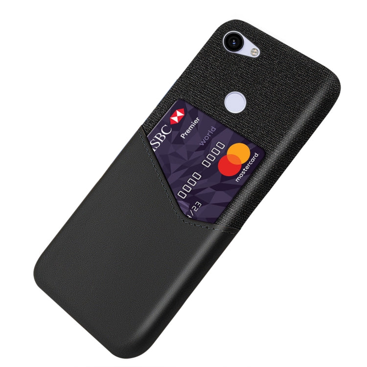 For Google Pixel 3a Cloth Texture PC + PU Leather Back Cover Shockproof Case with Card Slot