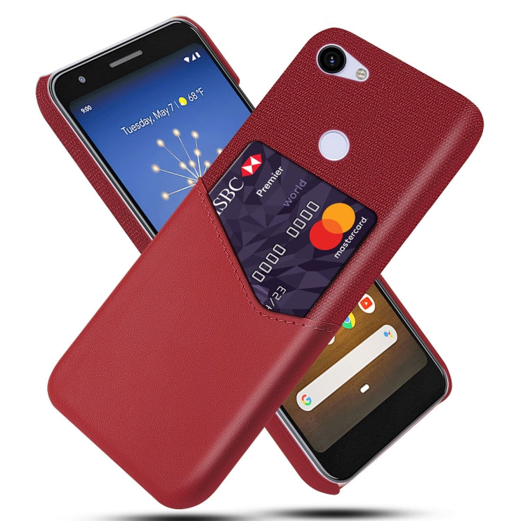 For Google Pixel 3a Cloth Texture PC + PU Leather Back Cover Shockproof Case with Card Slot