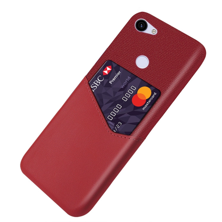 For Google Pixel 3a Cloth Texture PC + PU Leather Back Cover Shockproof Case with Card Slot