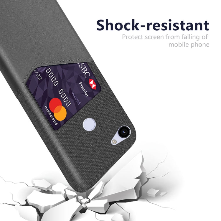 For Google Pixel 3a Cloth Texture PC + PU Leather Back Cover Shockproof Case with Card Slot