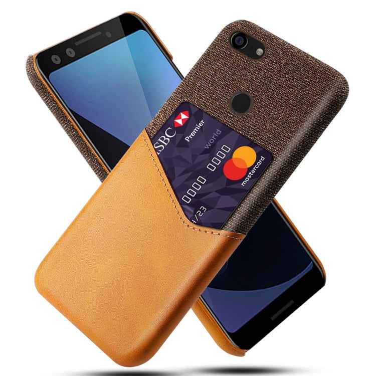 For Google Pixel 3 XL Cloth Texture PC + PU Leather Back Cover Shockproof Case with Card Slot