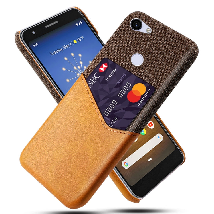 For Google Pixel 3a XL Cloth Texture PC + PU Leather Back Cover Shockproof Case with Card Slot
