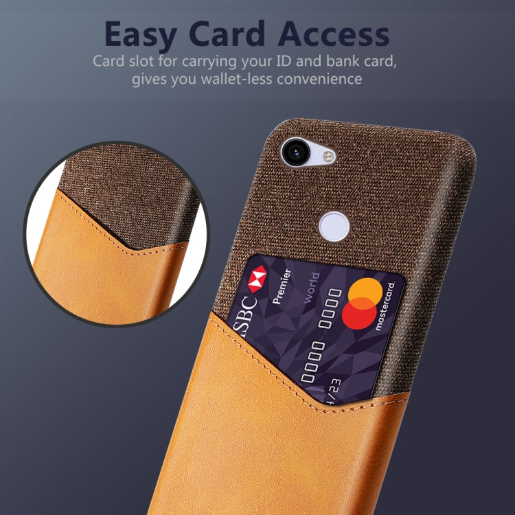 For Google Pixel 3a XL Cloth Texture PC + PU Leather Back Cover Shockproof Case with Card Slot