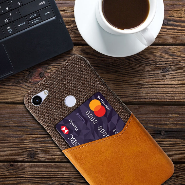 For Google Pixel 3a XL Cloth Texture PC + PU Leather Back Cover Shockproof Case with Card Slot