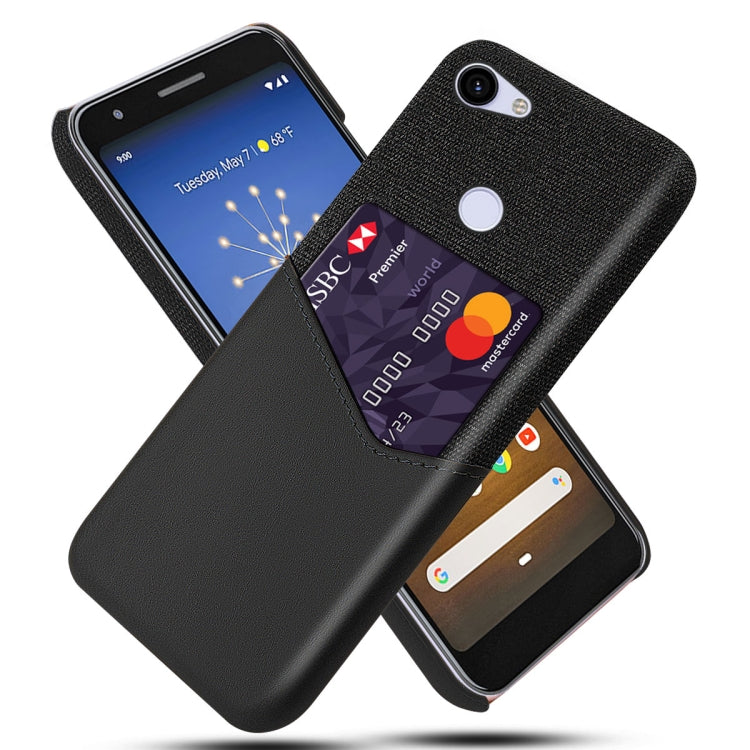 For Google Pixel 3a XL Cloth Texture PC + PU Leather Back Cover Shockproof Case with Card Slot