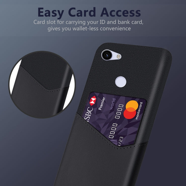 For Google Pixel 3a XL Cloth Texture PC + PU Leather Back Cover Shockproof Case with Card Slot