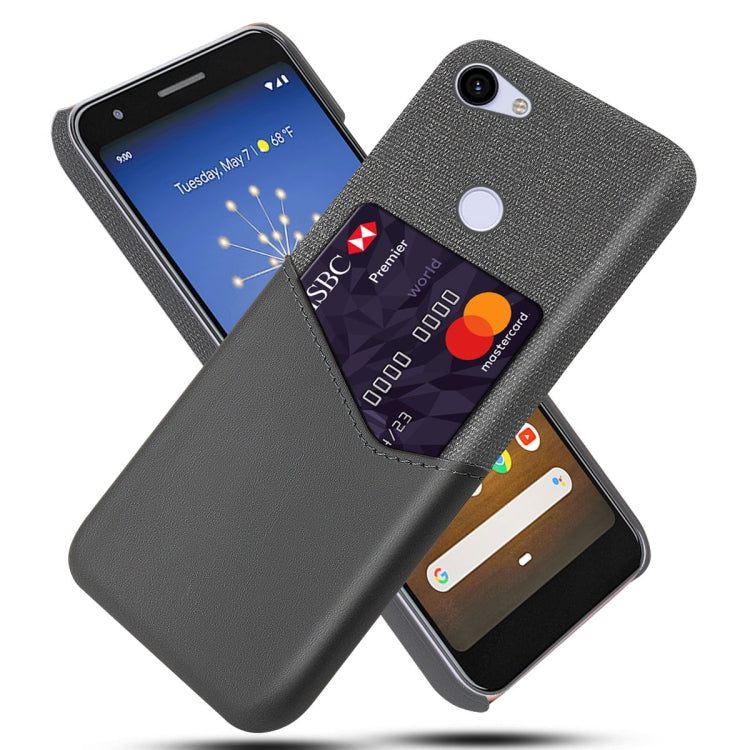 For Google Pixel 3a XL Cloth Texture PC + PU Leather Back Cover Shockproof Case with Card Slot