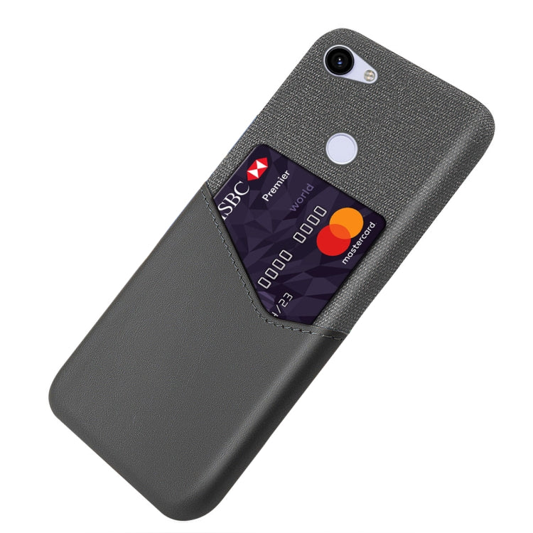 For Google Pixel 3a XL Cloth Texture PC + PU Leather Back Cover Shockproof Case with Card Slot
