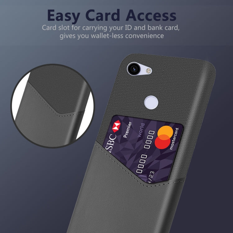 For Google Pixel 3a XL Cloth Texture PC + PU Leather Back Cover Shockproof Case with Card Slot