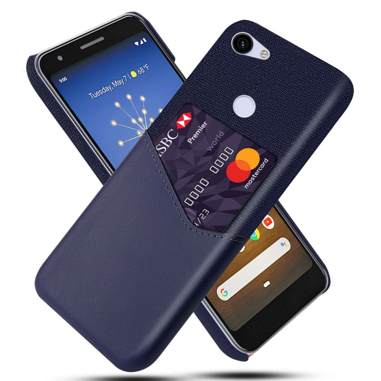 For Google Pixel 3a XL Cloth Texture PC + PU Leather Back Cover Shockproof Case with Card Slot