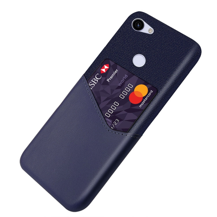 For Google Pixel 3a XL Cloth Texture PC + PU Leather Back Cover Shockproof Case with Card Slot