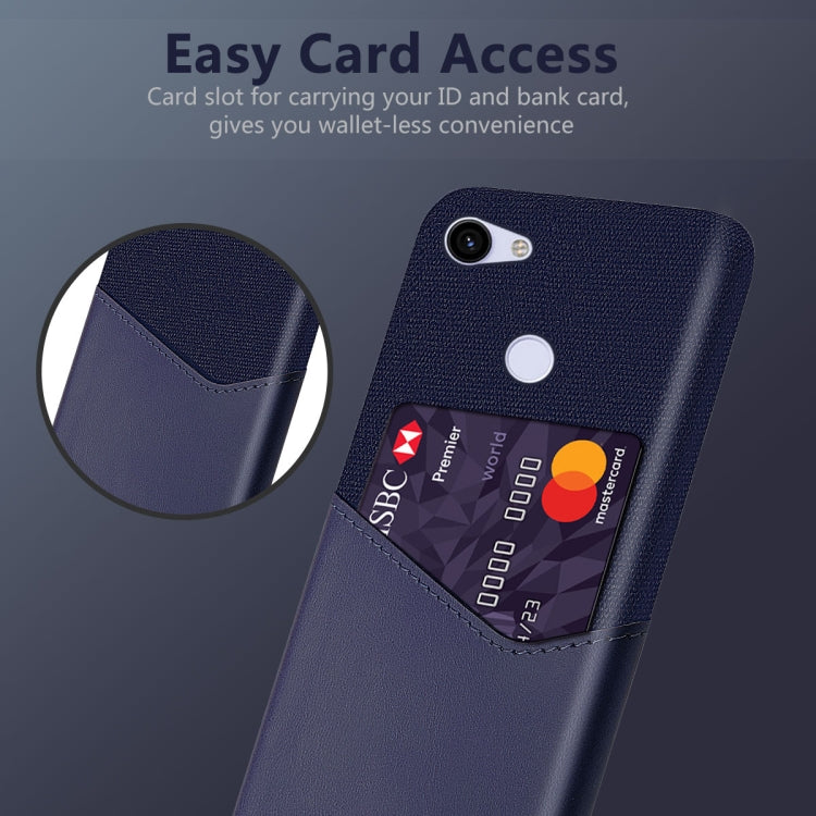 For Google Pixel 3a XL Cloth Texture PC + PU Leather Back Cover Shockproof Case with Card Slot