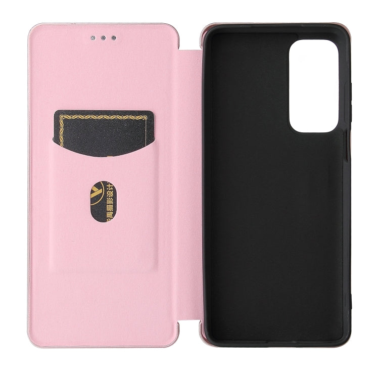 For Motorola Edge 20 Carbon Fiber Texture Horizontal Flip TPU + PC + PU Leather Case with Card Slot