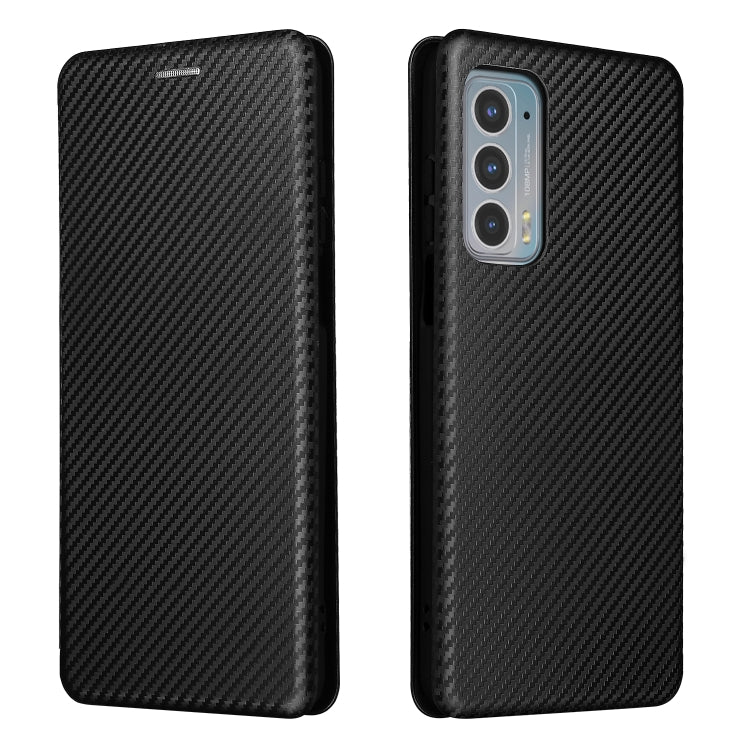 For Motorola Edge 20 Carbon Fiber Texture Horizontal Flip TPU + PC + PU Leather Case with Card Slot