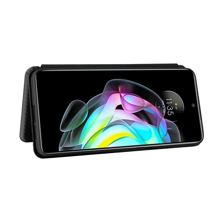 For Motorola Edge 20 Carbon Fiber Texture Horizontal Flip TPU + PC + PU Leather Case with Card Slot