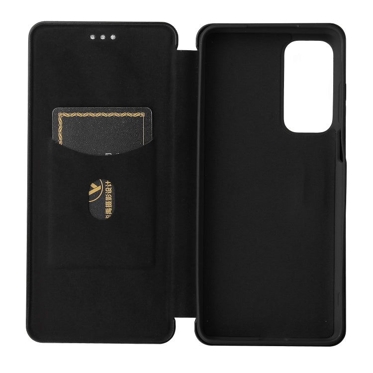 For Motorola Edge 20 Carbon Fiber Texture Horizontal Flip TPU + PC + PU Leather Case with Card Slot