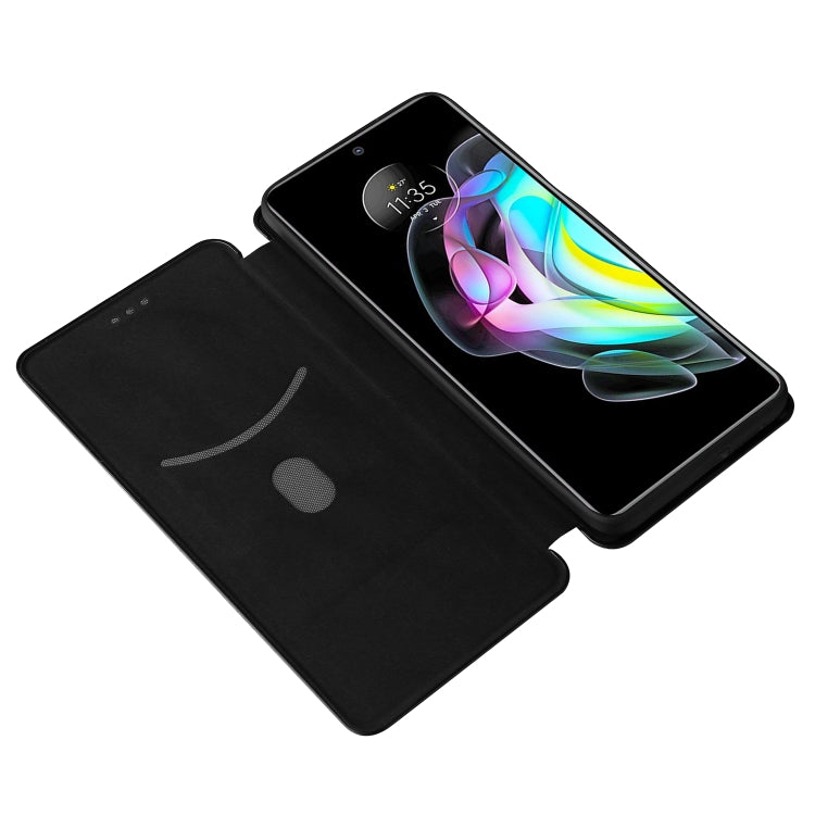 For Motorola Edge 20 Carbon Fiber Texture Horizontal Flip TPU + PC + PU Leather Case with Card Slot