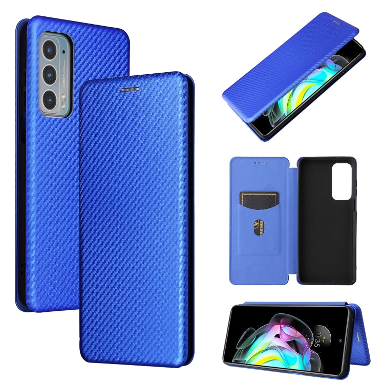 For Motorola Edge 20 Carbon Fiber Texture Horizontal Flip TPU + PC + PU Leather Case with Card Slot
