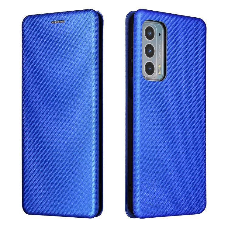 For Motorola Edge 20 Carbon Fiber Texture Horizontal Flip TPU + PC + PU Leather Case with Card Slot