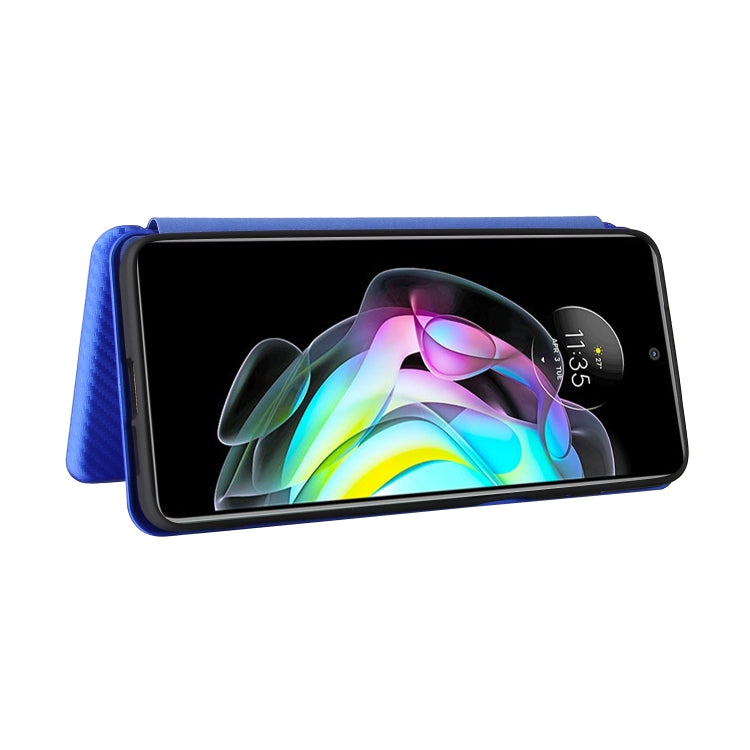 For Motorola Edge 20 Carbon Fiber Texture Horizontal Flip TPU + PC + PU Leather Case with Card Slot