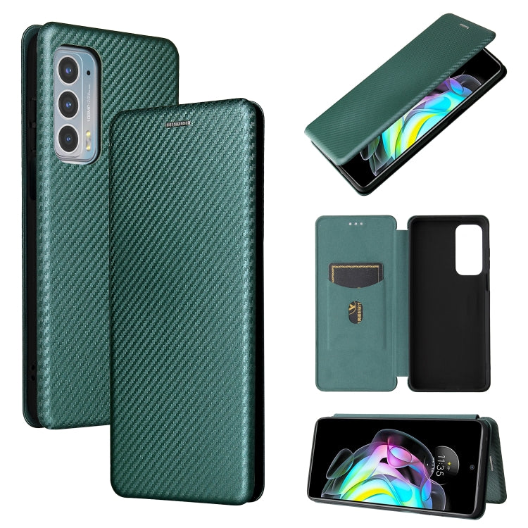 For Motorola Edge 20 Carbon Fiber Texture Horizontal Flip TPU + PC + PU Leather Case with Card Slot
