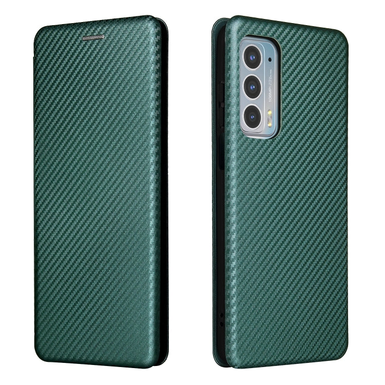 For Motorola Edge 20 Carbon Fiber Texture Horizontal Flip TPU + PC + PU Leather Case with Card Slot