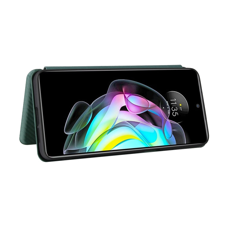 For Motorola Edge 20 Carbon Fiber Texture Horizontal Flip TPU + PC + PU Leather Case with Card Slot
