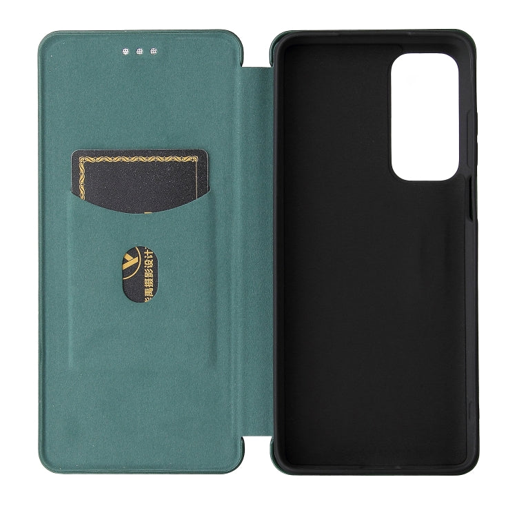 For Motorola Edge 20 Carbon Fiber Texture Horizontal Flip TPU + PC + PU Leather Case with Card Slot