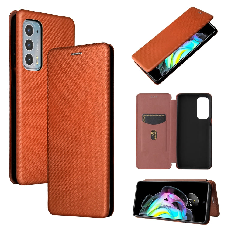 For Motorola Edge 20 Carbon Fiber Texture Horizontal Flip TPU + PC + PU Leather Case with Card Slot