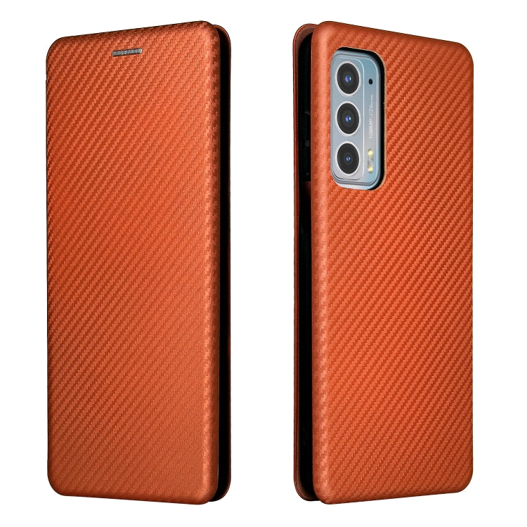 For Motorola Edge 20 Carbon Fiber Texture Horizontal Flip TPU + PC + PU Leather Case with Card Slot