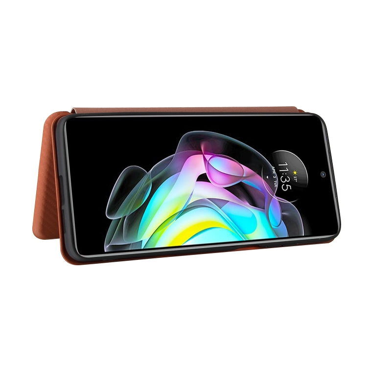 For Motorola Edge 20 Carbon Fiber Texture Horizontal Flip TPU + PC + PU Leather Case with Card Slot