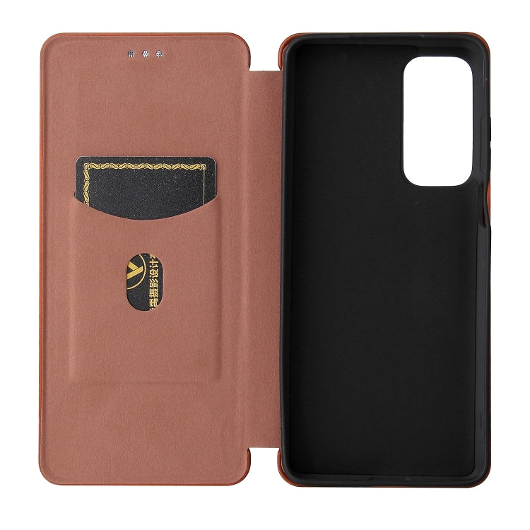 For Motorola Edge 20 Carbon Fiber Texture Horizontal Flip TPU + PC + PU Leather Case with Card Slot