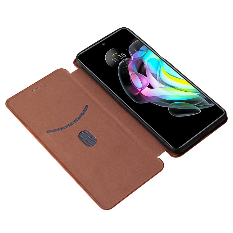 For Motorola Edge 20 Carbon Fiber Texture Horizontal Flip TPU + PC + PU Leather Case with Card Slot