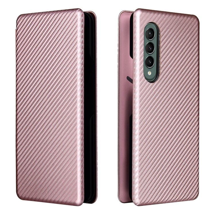 For Samsung Galaxy Z Fold3 5G Carbon Fiber Texture Horizontal Flip TPU + PC + PU Leather Case with Card Slot